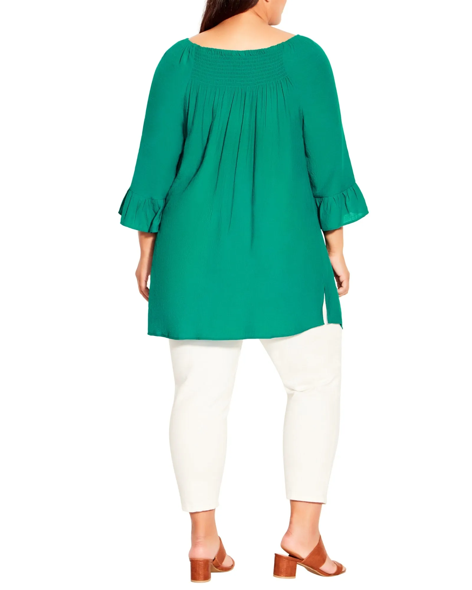 Amara Flutter Sleeve Top | Teal