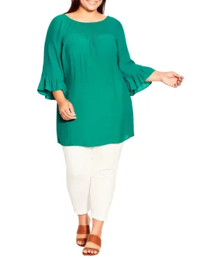 Amara Flutter Sleeve Top | Teal
