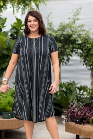 April DressBlack & White Dotted Stripe