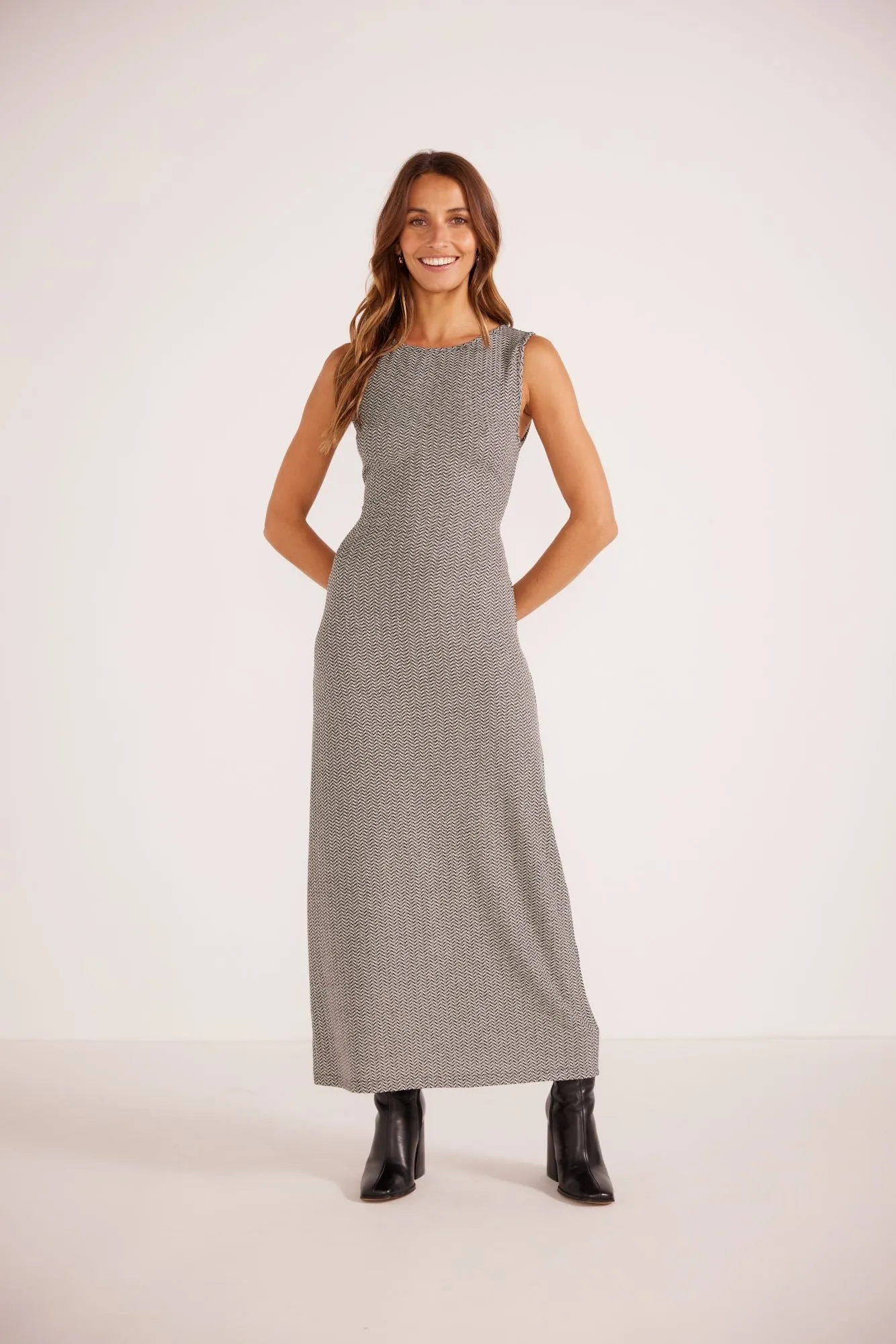 Astra Sleeveless Knit Dress | Black/White