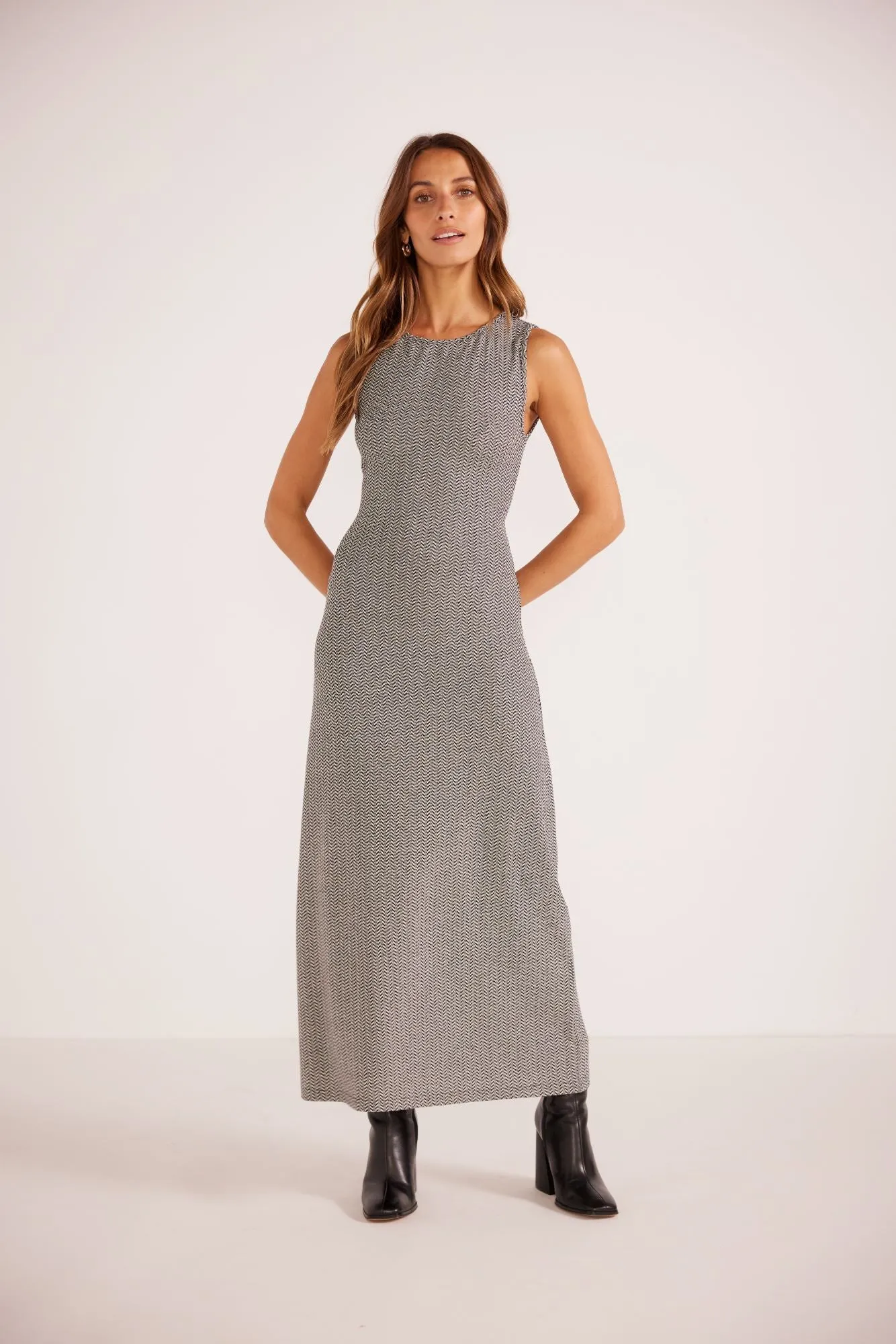 Astra Sleeveless Knit Dress | Black/White