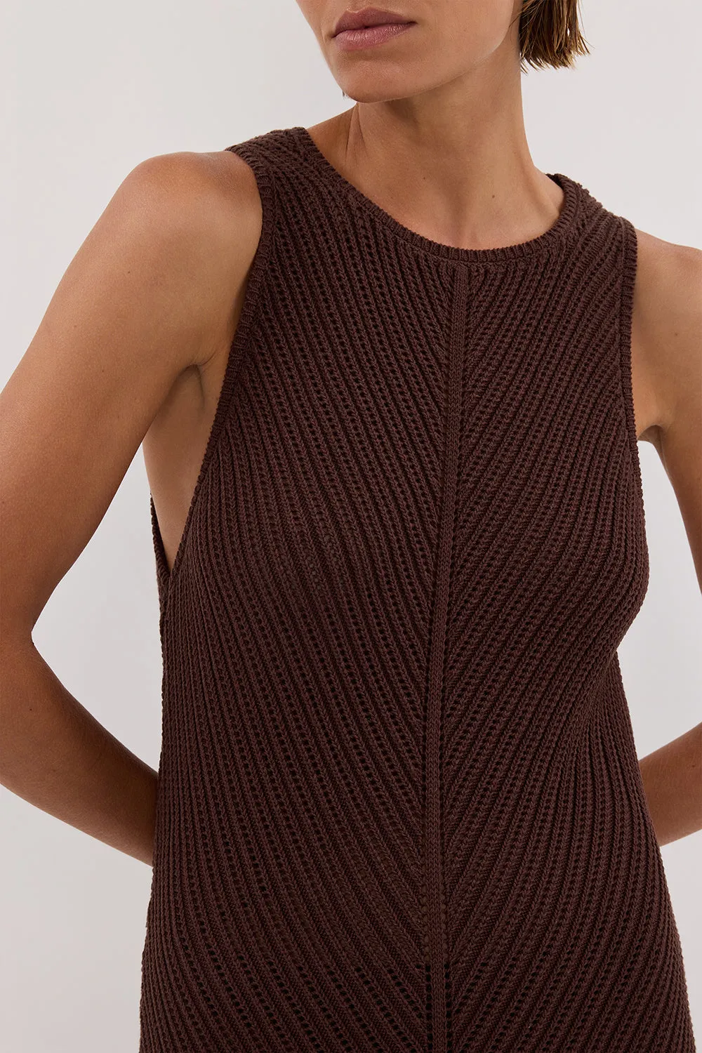 BLOOM CHOC CROCHET KNIT MAXI DRESS