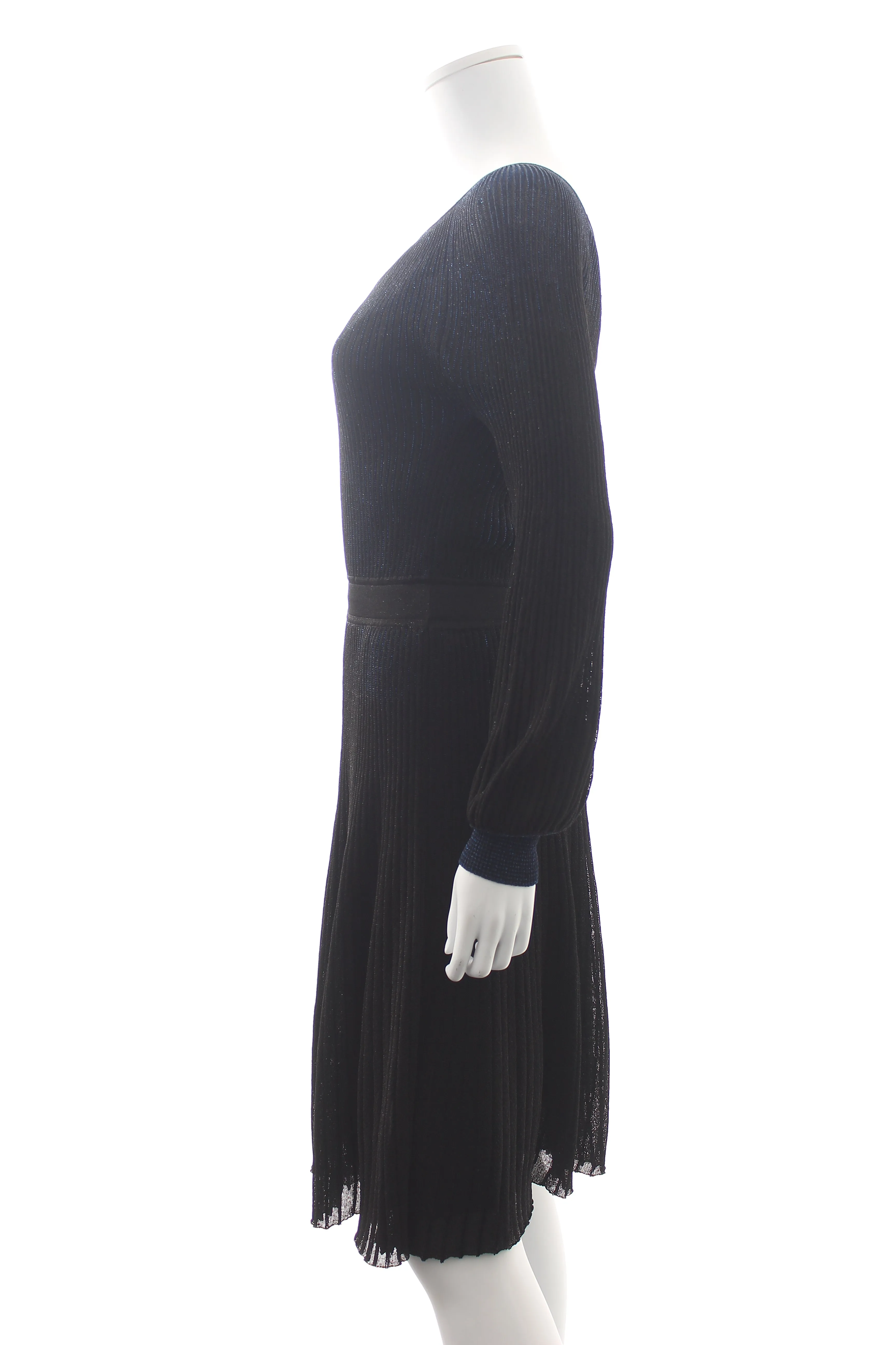 Blumarine Metallic Ribbed Knit Dress
