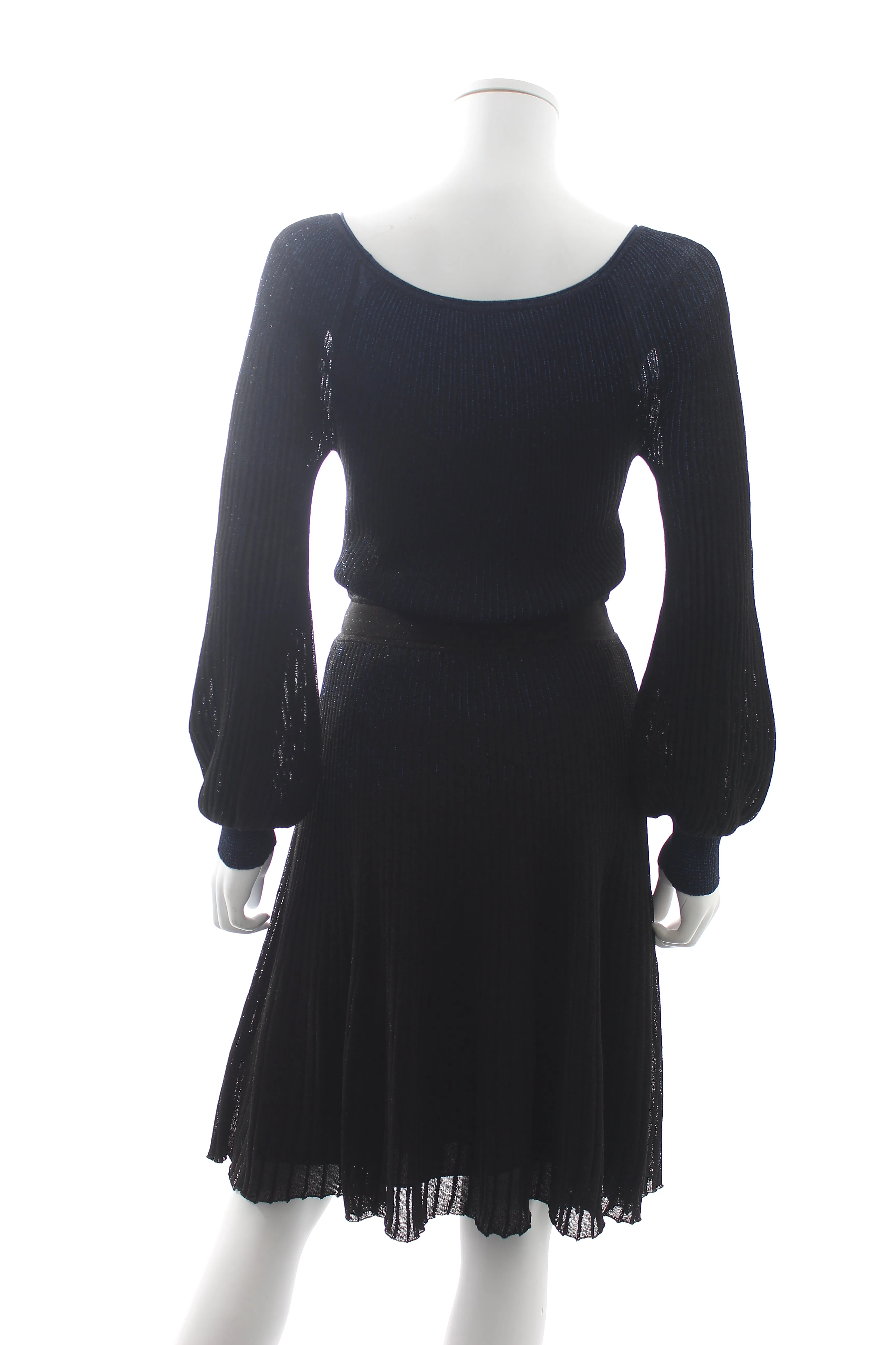 Blumarine Metallic Ribbed Knit Dress