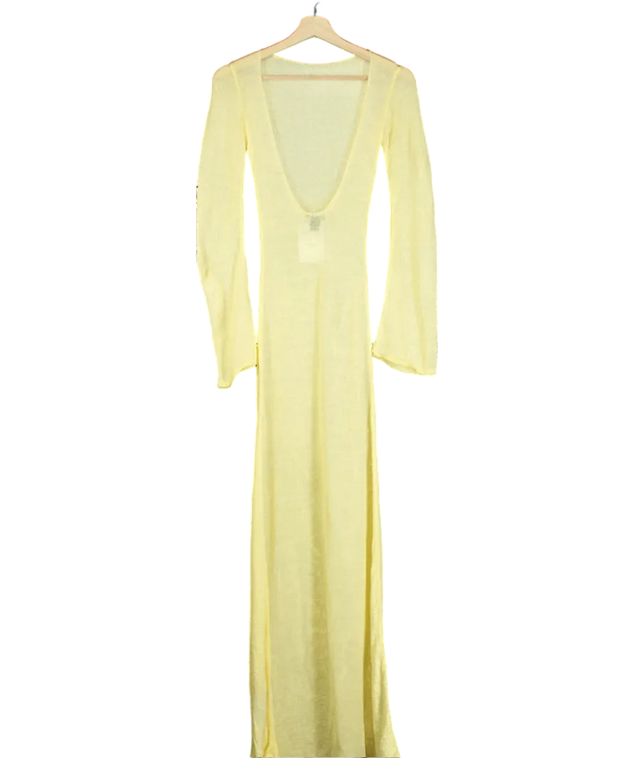 boohoo Yellow Petite Knit Maxi Beach Dress UK 10