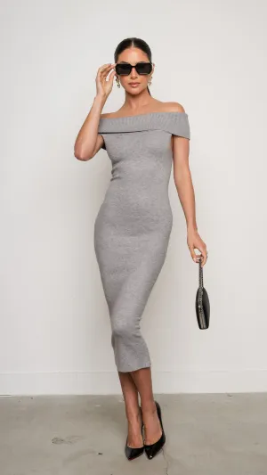 Camille Midi Dress in Gray
