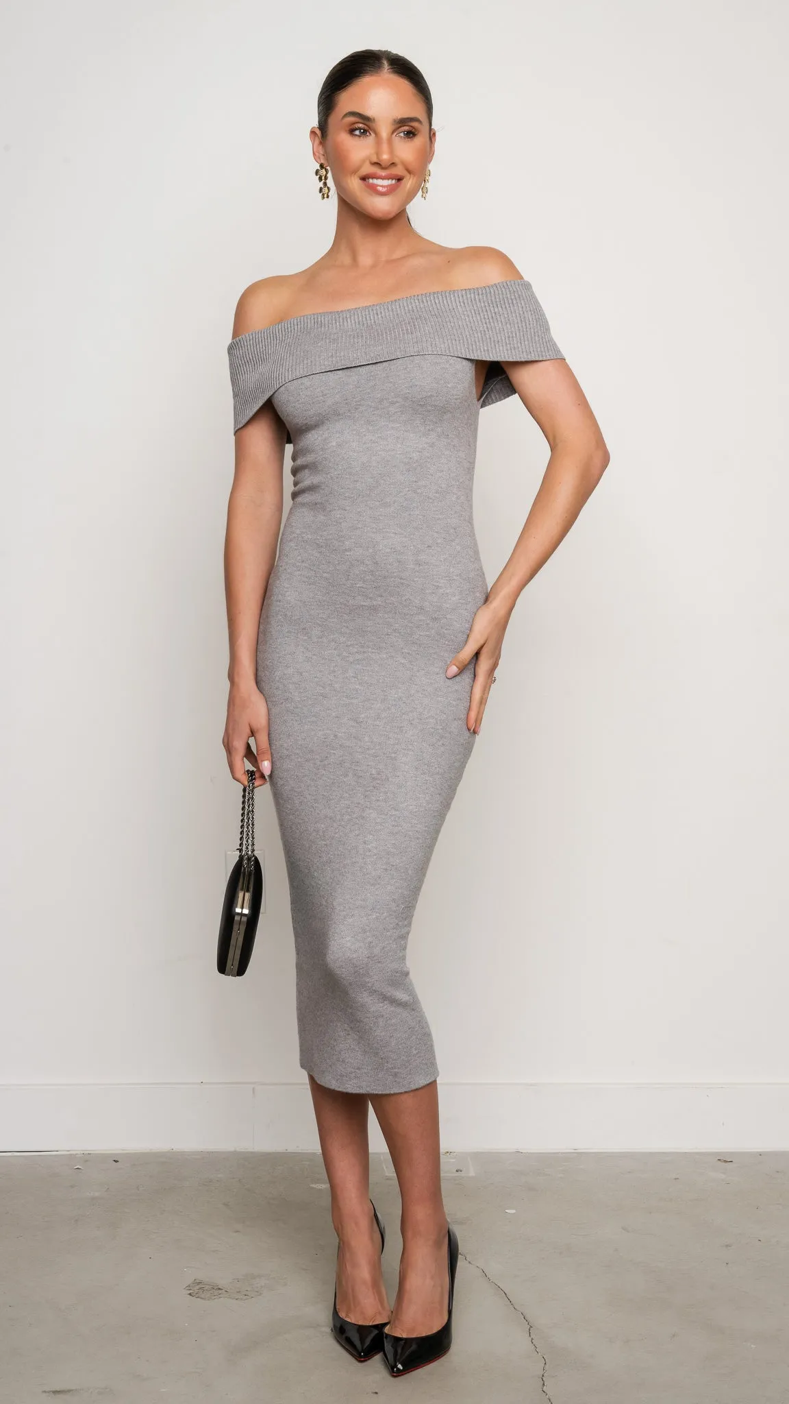 Camille Midi Dress in Gray