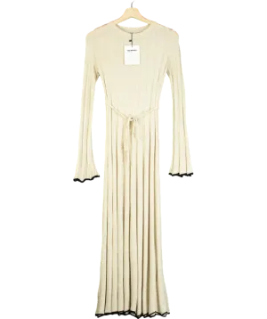 DISSH Beige Flora Natural Contrast Knit Midi Dress UK XS