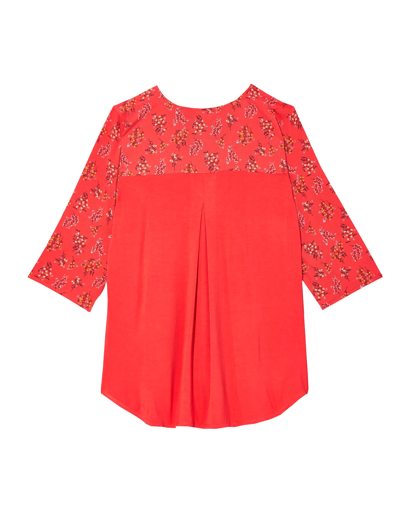 Eliss 3/4 Sleeve Woven Front Knit Back Blouse | Red / White