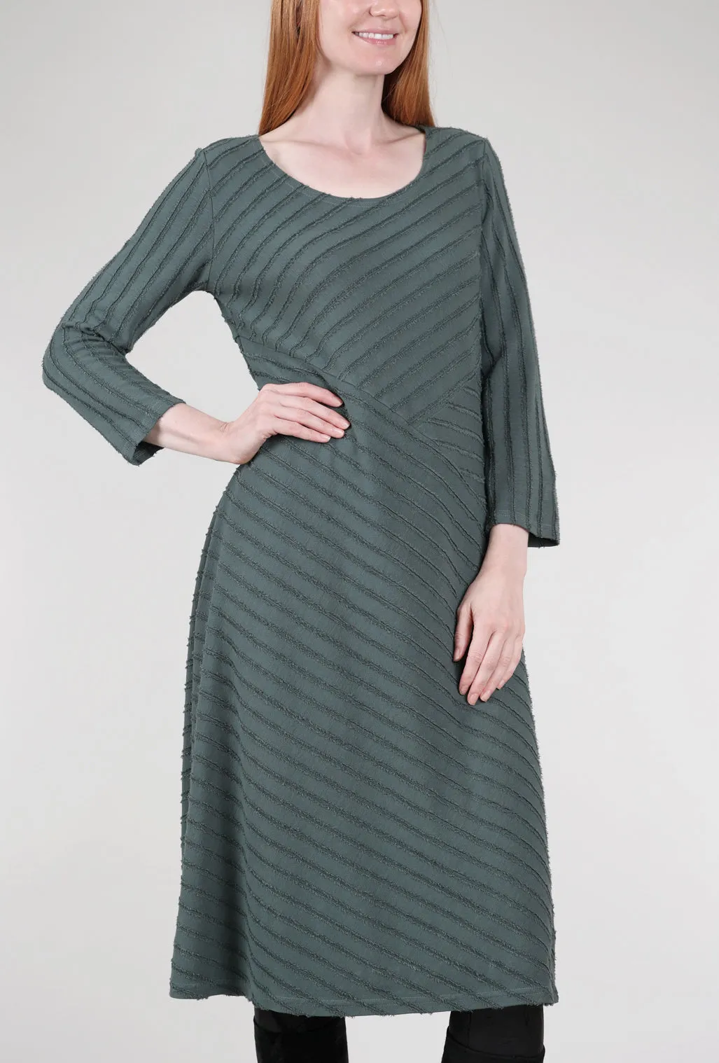 Frayed-Stripe Seamed Dress, Myrtle