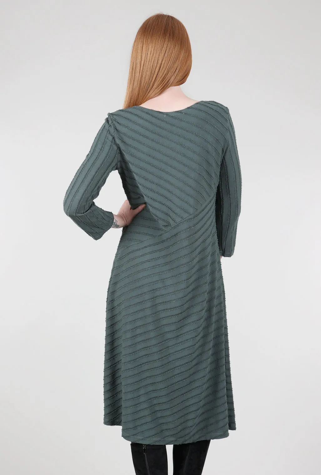 Frayed-Stripe Seamed Dress, Myrtle
