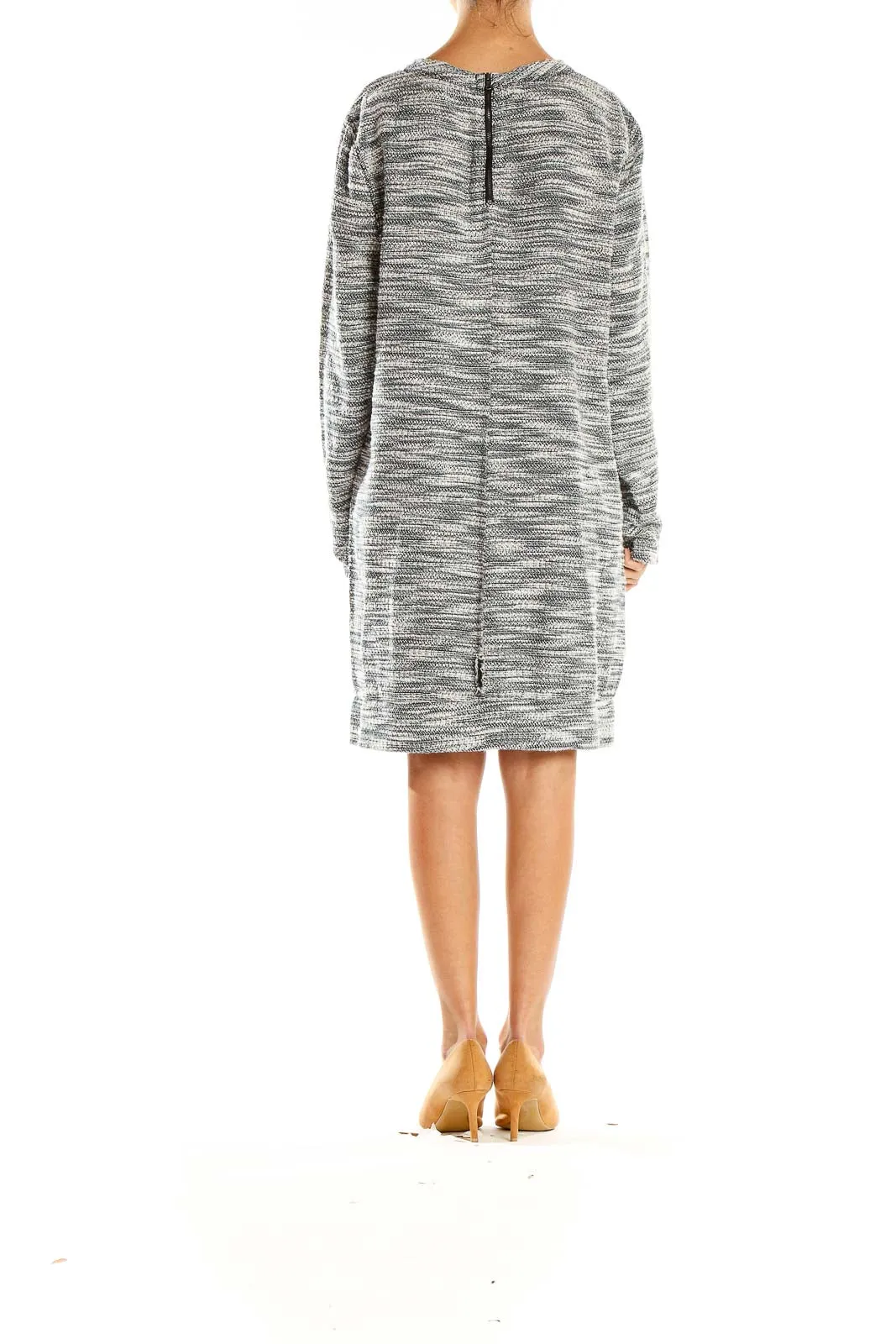 Gray Marled Knit Sweater Dress