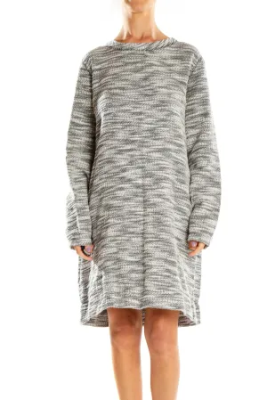 Gray Marled Knit Sweater Dress