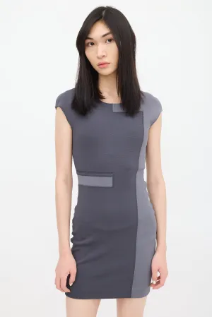 Grey Ribbed Knit Dress