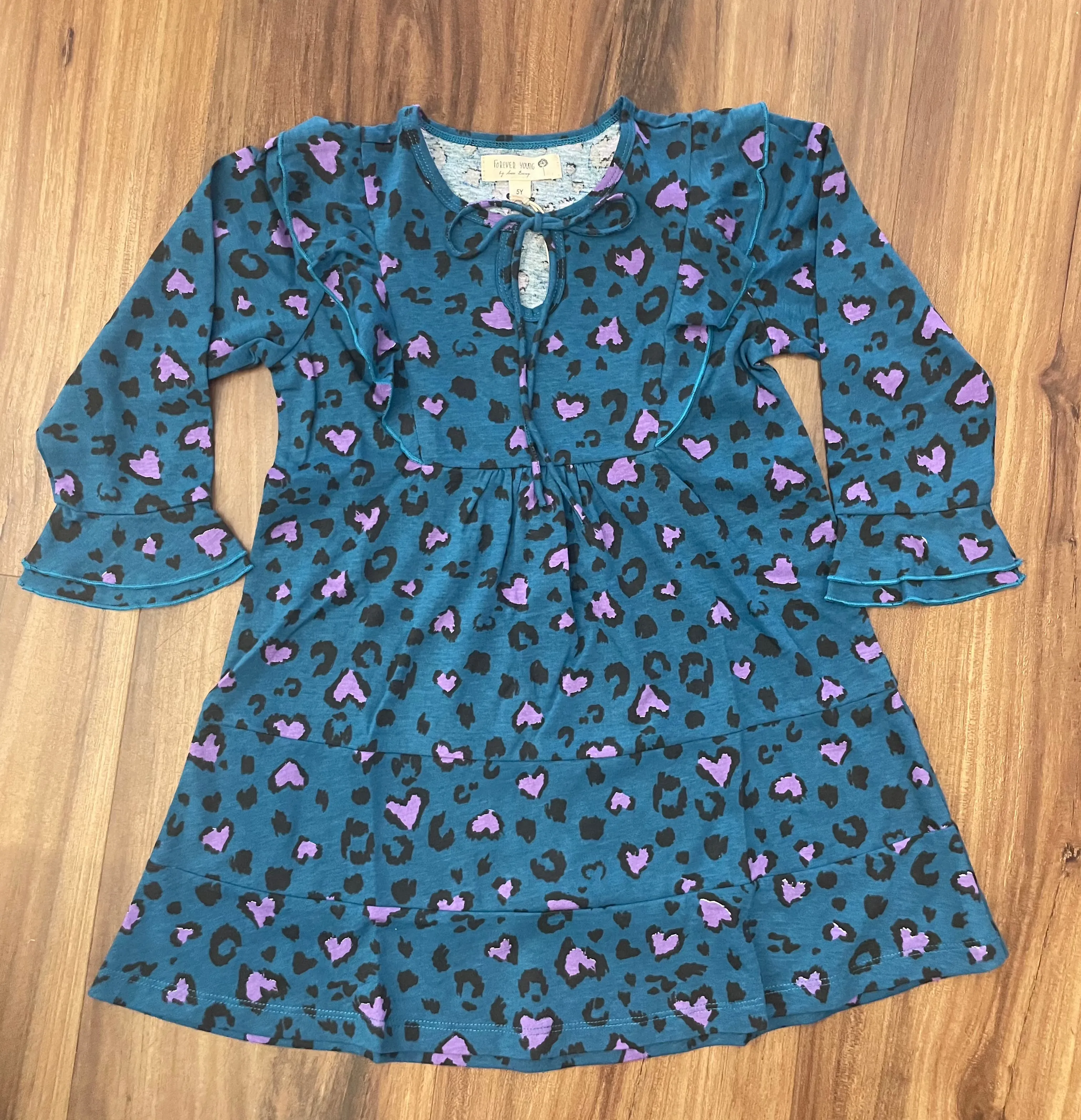 Heart Leopard Print Knit Dress