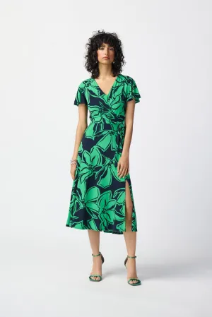 Joseph Ribkoff Floral Print Silky Knit Flowy Wrap Dress 241052