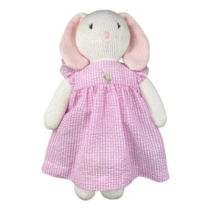 Knit Bunny Doll with Pink Check Dress