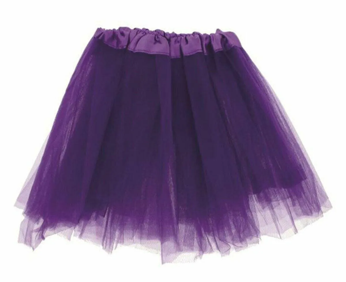 Ladies Girls 2 Layered Tutu Net Skirt with Satin Band 1980’s Party Fancy Dress