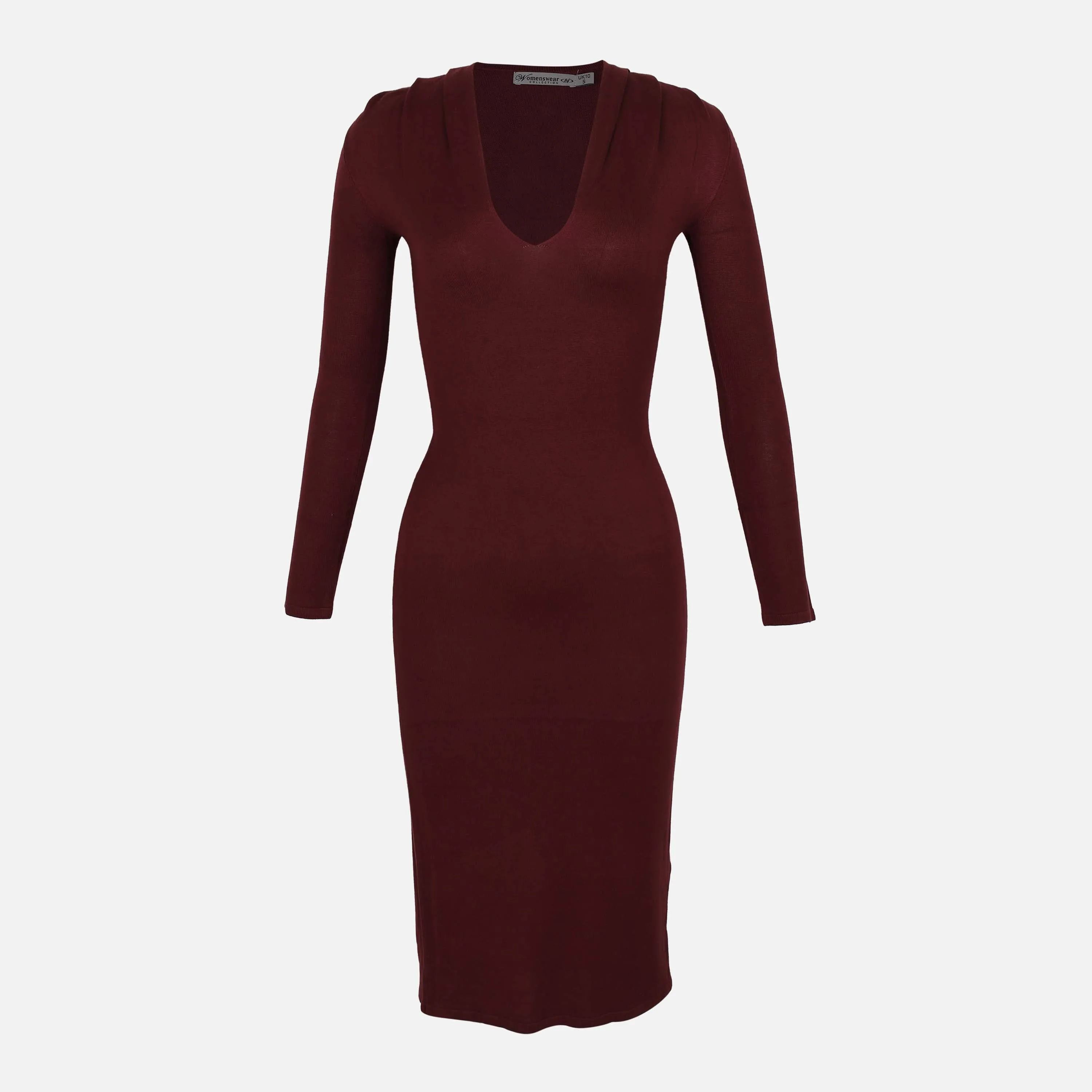 LADIES KNIT DRESS V NECK