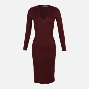LADIES KNIT DRESS V NECK