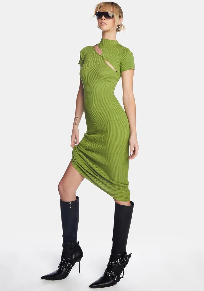 Lime Afiqah Knitted Midi Dress