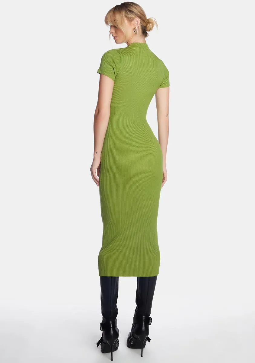 Lime Afiqah Knitted Midi Dress