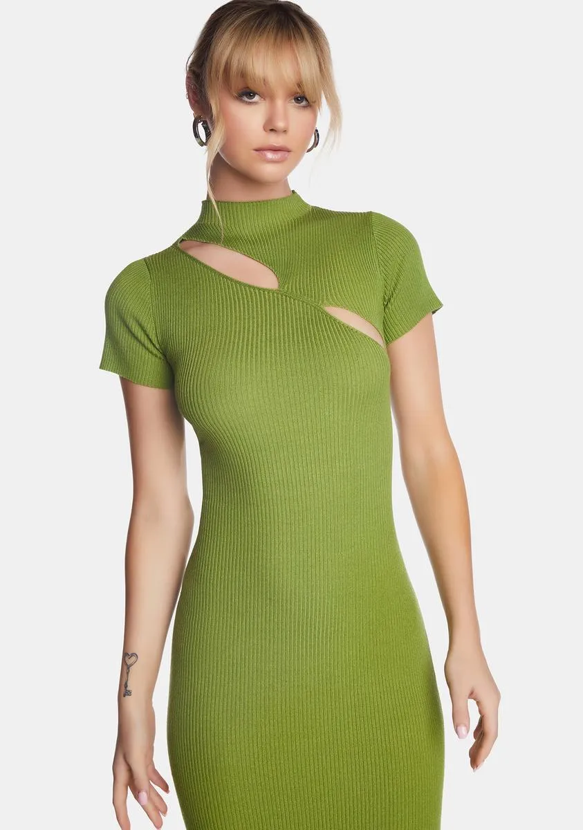 Lime Afiqah Knitted Midi Dress