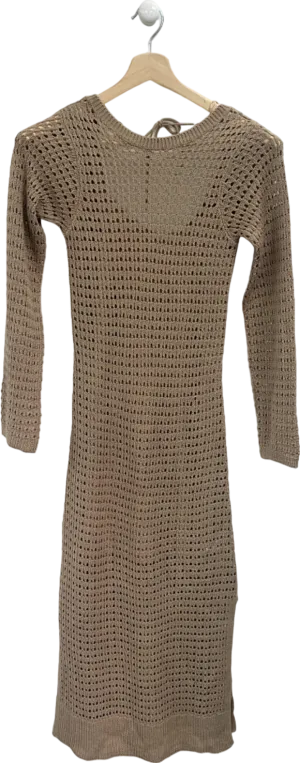 New Look Beige Crochet Knit Dress UK 8