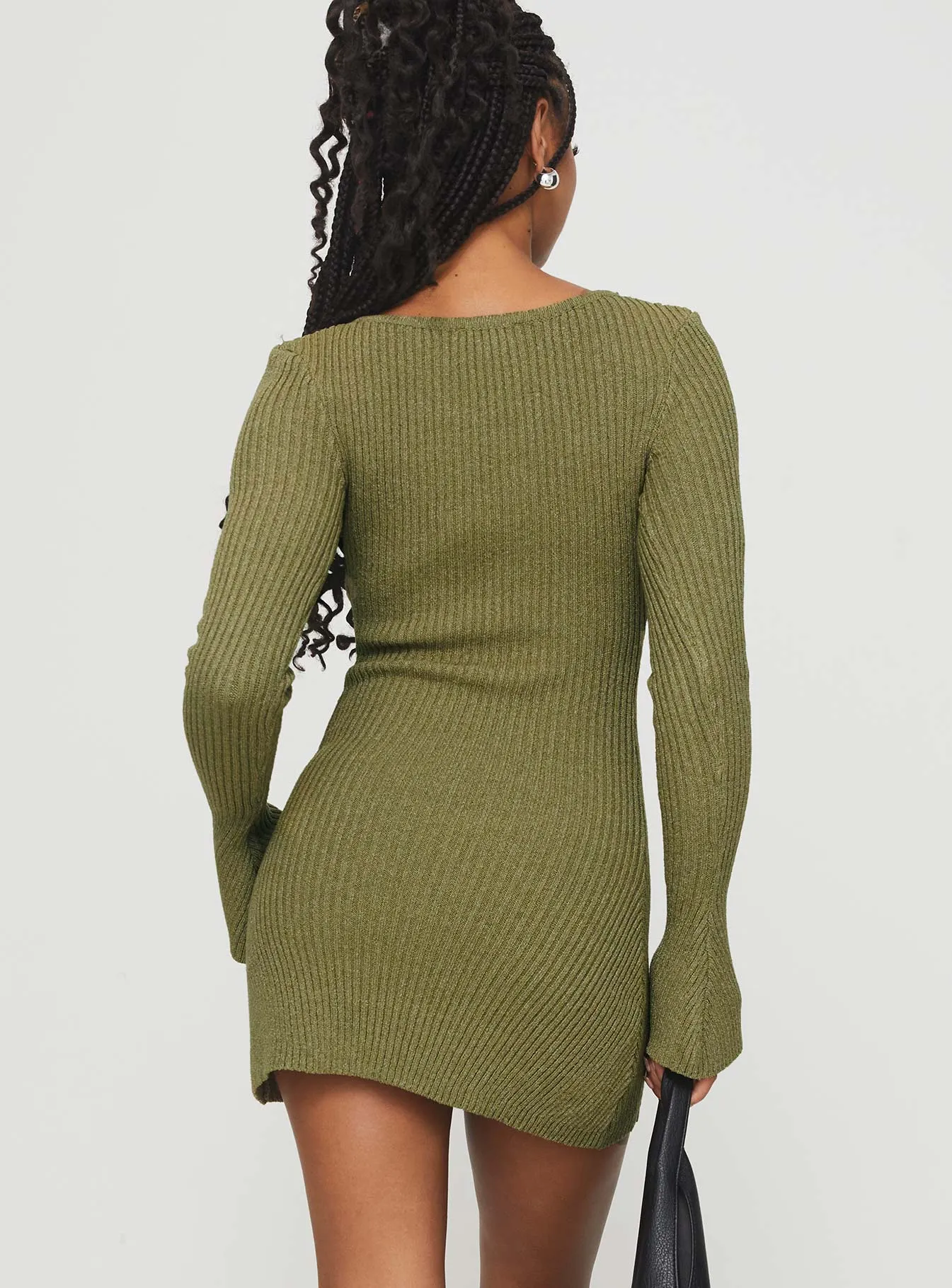 Osment Long Sleeve Knit Mini Dress Olive