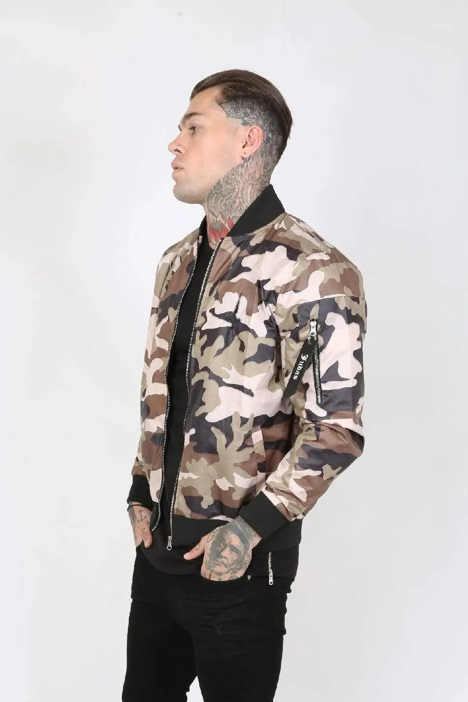 Raid Cam Nylon Men's Bomber Jacket - Camouflage