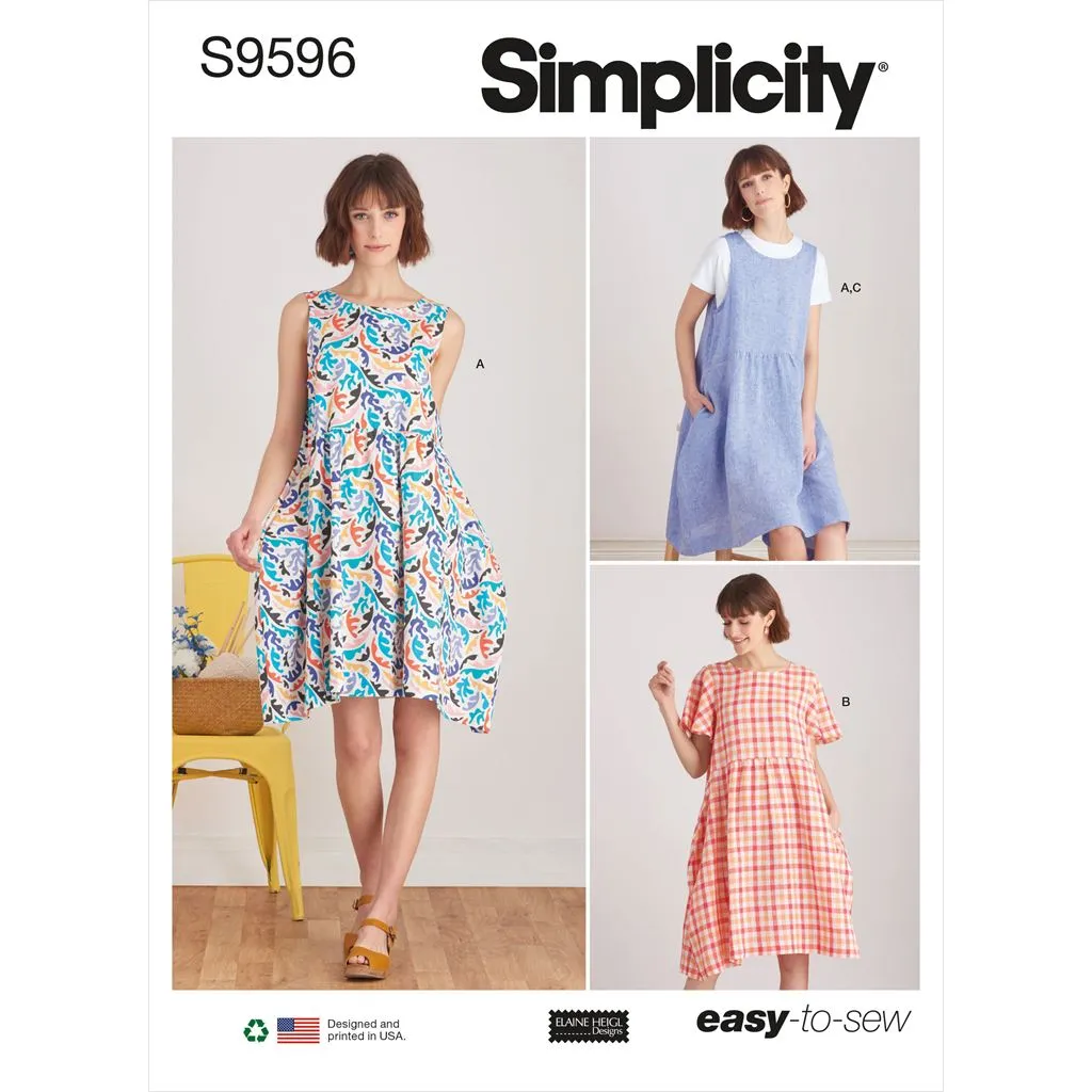 Simplicity Sewing Pattern S9596 Misses' Pullover Dress and Knit Top by Elaine Heigl