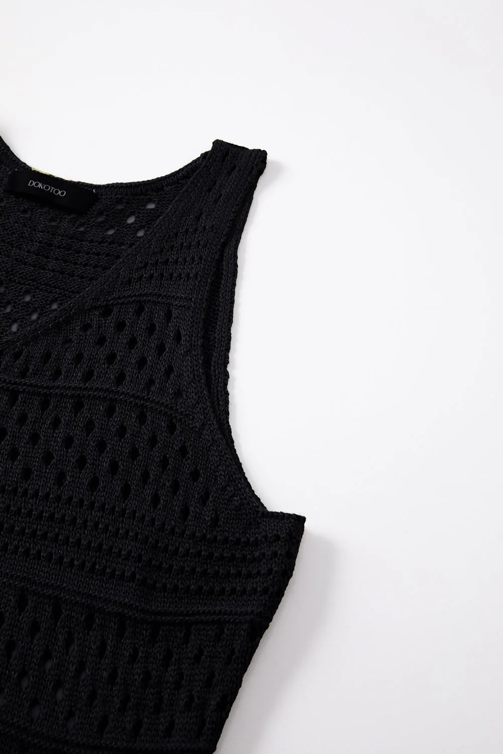 Sleeveless Loose Knit Beach Cover-up Mini Dress