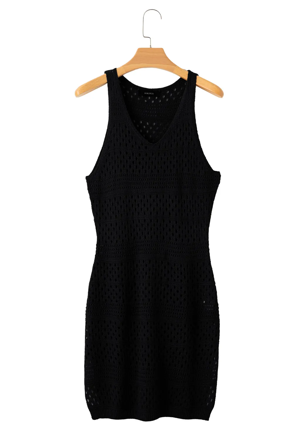 Sleeveless Loose Knit Beach Cover-up Mini Dress