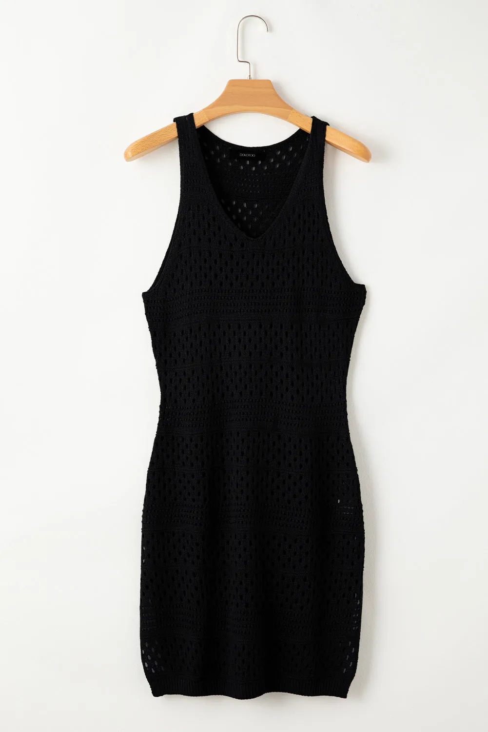 Sleeveless Loose Knit Beach Cover-up Mini Dress