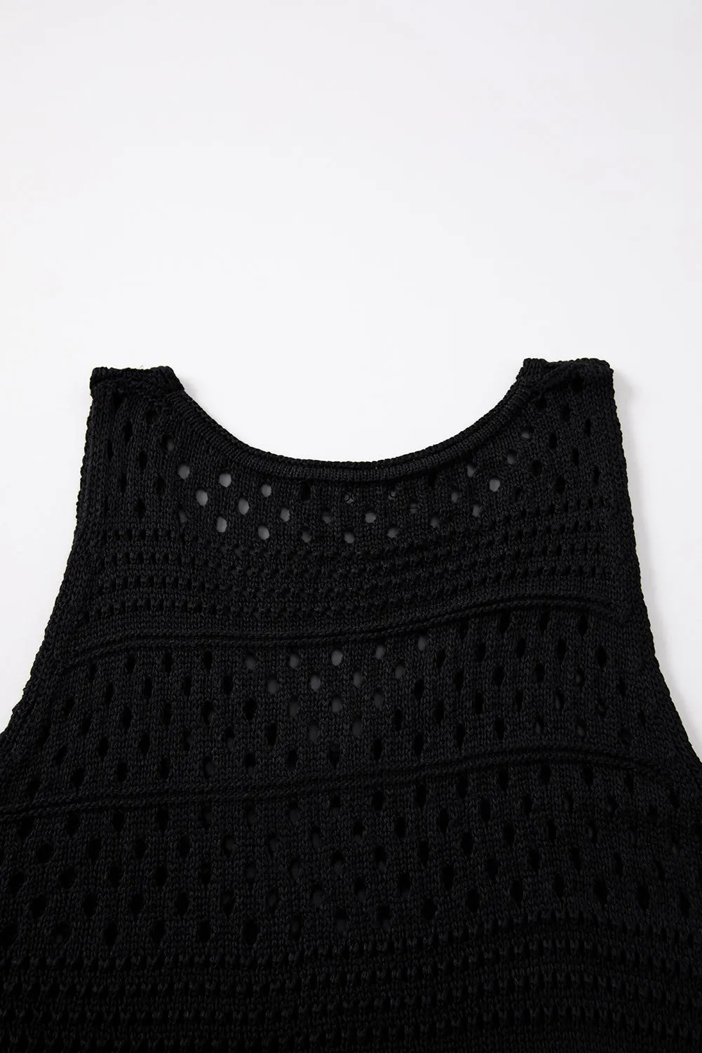 Sleeveless Loose Knit Beach Cover-up Mini Dress