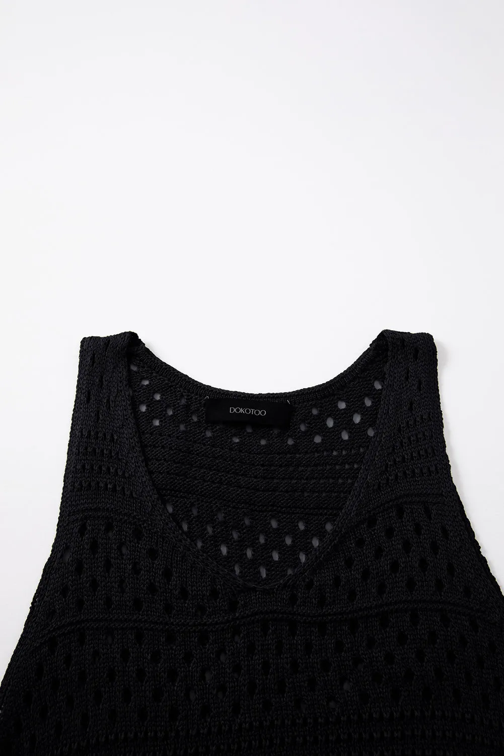 Sleeveless Loose Knit Beach Cover-up Mini Dress