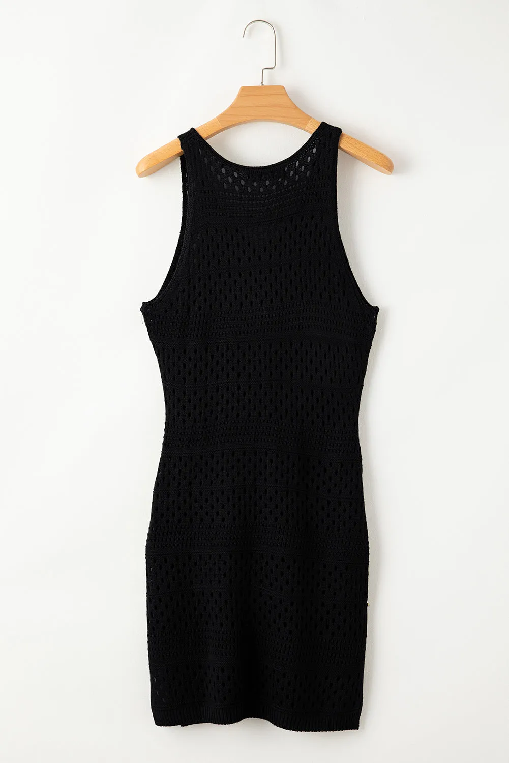 Sleeveless Loose Knit Beach Cover-up Mini Dress