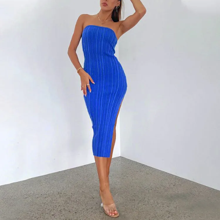 Strapless Knit Midi Dress