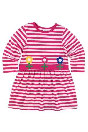Stripe Knit Dress With Flowers