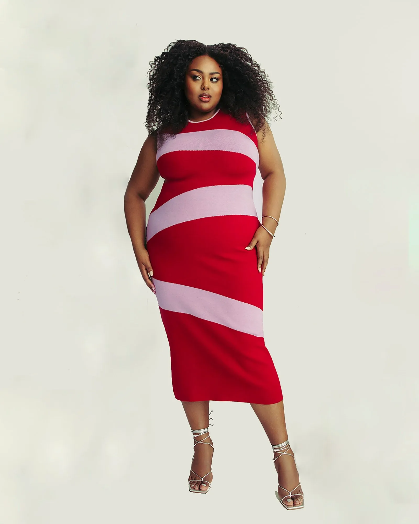 Swirl Knit Midi Dress | Red