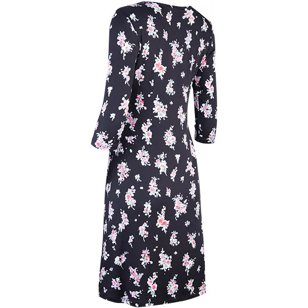 T-Shirt Lione Knit Dress in Apple Blossoms-Black