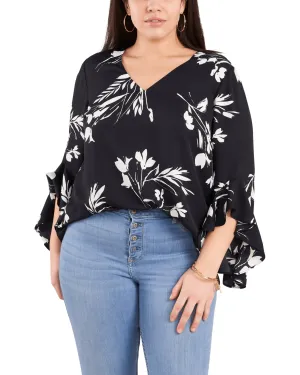 Winona Flutter Sleeve Tunic Blouse | Rich Black