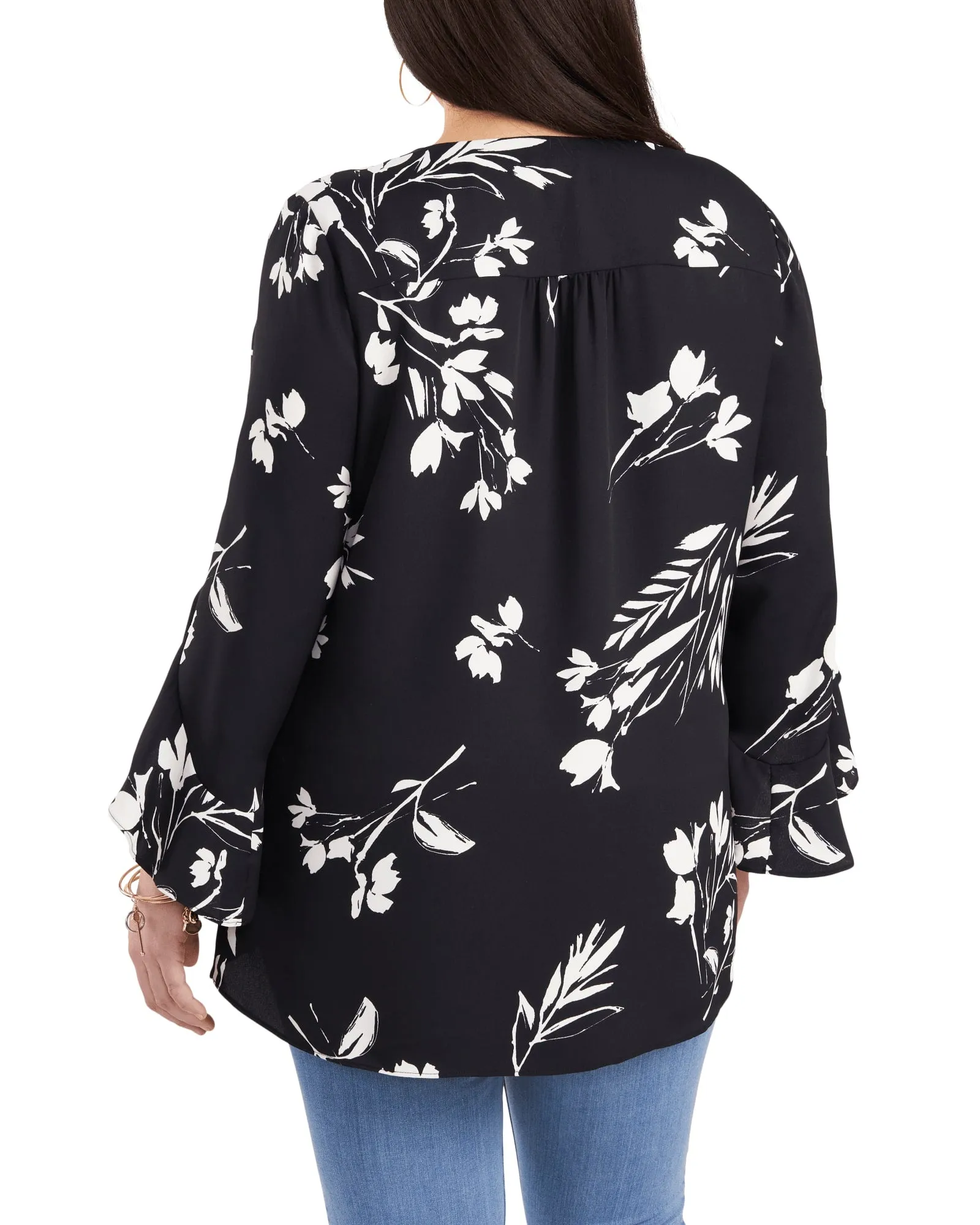 Winona Flutter Sleeve Tunic Blouse | Rich Black